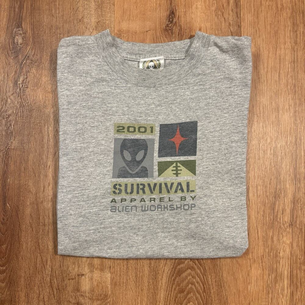 Vintage Alien Workshop Shirt Mens Medium 90s Skate Gray USA Hook Ups Birdhouse
